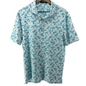 G/FORE Mapped Icon Camo Tech Skull Jersey Golf Polo Blue Men's Large Stretchy